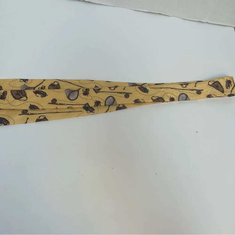 Ferrell Rees for‎ Cambridge Ltd. Yellow Gold Fly Fishing Silk Tie